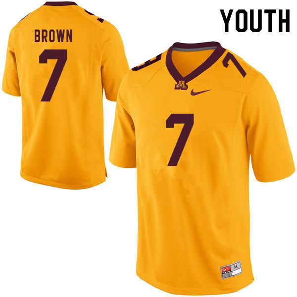 Youth #7 Solomon Brown Minnesota Golden Gophers College Football Jerseys Sale-Yellow - Click Image to Close